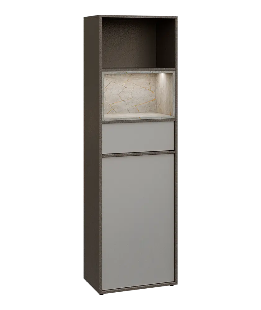 ERE V642 P kancelářská skříň, 1-dveřová/zásuvka/2 niky, 2000x600x400, pravá, metalická